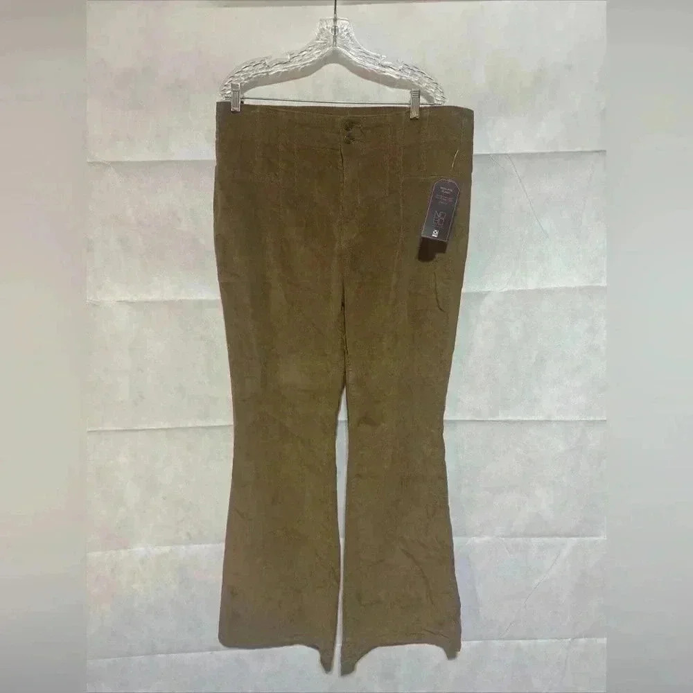 No Boundaries Size 19 Corduroy Brown Pants High Rise Flare Stretchy *NEW*